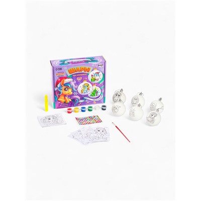 Елочные шары под раскраску «Новогодний сюрприз», набор 6 шт. + краски