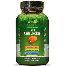 Irwin Naturals, Carb Blocker, блокатор углеводов 3-в-1, максимальный эффект, 75 капсул с жидкостью