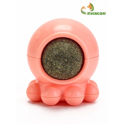 Игрушка с кошачьей мятой для кошек «Осьминог», 5×4 см, на основании, пластик, розовая