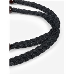 Ручки для сумки, 2 шт., вощёный шнур/дерево, 48×2 см, чёрные