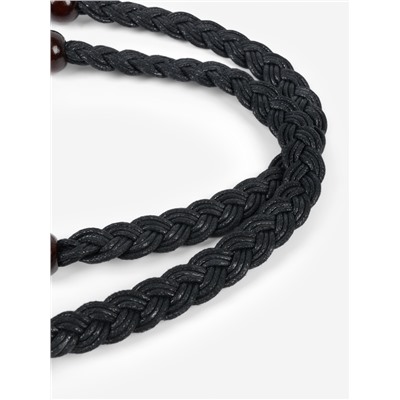 Ручки для сумки, 2 шт., вощёный шнур/дерево, 48×2 см, чёрные