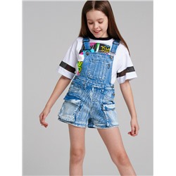 Полукомбинезон текстильный джинсовый для девочек