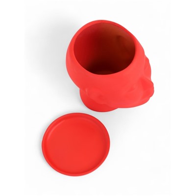 Декоративный горшок для цветов «Голова», 1.3 л, 16×16×14 см, керамический, с поддоном, красный