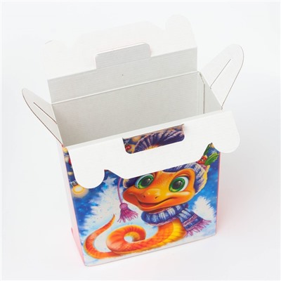 Подарочная коробка Новогодняя Подарок «Улыбка» с анимацией, для сладких подарков, 16.8×6.8×20, 9 см