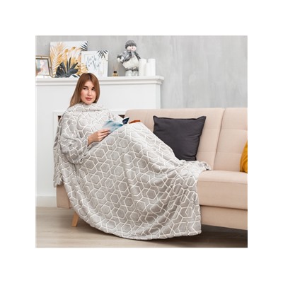 Плед с рукавами светящийся в темноте «Этель. Геометрия», 150×200 см, корал-флис