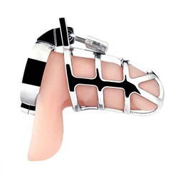 Серебристая металлическая клетка для члена с замком Enslave Cock Cage