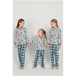 Пижама детская новогодняя бирюзовый с брюками (Бирюзовый)