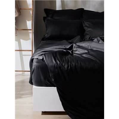 Простыня на резинке евро SL Home Tencel, 200×200+30 см, чёрная, тенсель