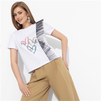 Футболка с декором из сетки, Завоюй меня (heart)