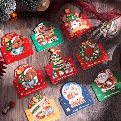 Набор новогодних складных настольных открыток 8 штук