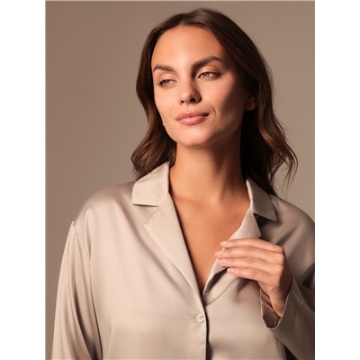 Пижама женская (рубашка, брюки) SL HOME Tensel Home, размер 48-50, серая