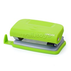 Дырокол "Neon" (10 листов) пластиковый с линейкой, в картонной коробке, неоновый зеленый