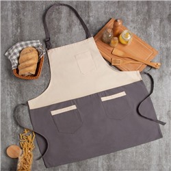 Фартук «Этель. Стиль», бежевый/серый, 75×65 см, 100% хлопок