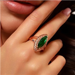 Кольцо с крупным камнем 21 р ювелирная бижутерия Дубайское золото покрытие позолота, вставка: фианит, цвет: зеленый, арт.314.605-21