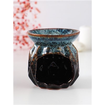 Аромалампа для эфирных масел «Узоры и рельеф», керамика, коричневая, 8×8×8.4 см