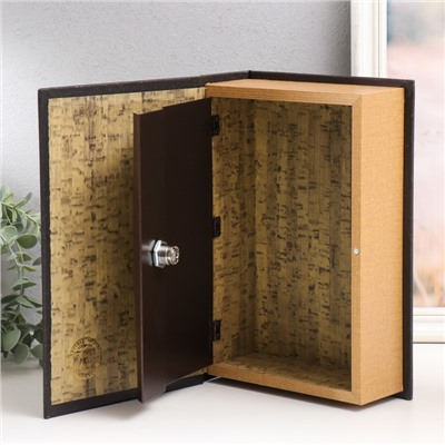 Шкатулка книга - сейф «Корабль и шторм», дерево, искусственная кожа, 27×18×7 см