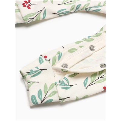 Комбинезон детский «Крошка Я» Christmas, рост 62-68 см, молочный