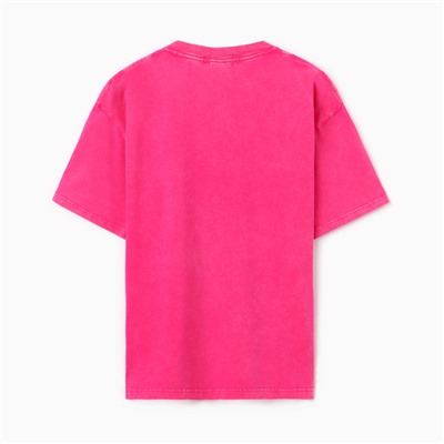 Футболка женская из вареного хлопка MIST Insanity, розовая, размер 42-44