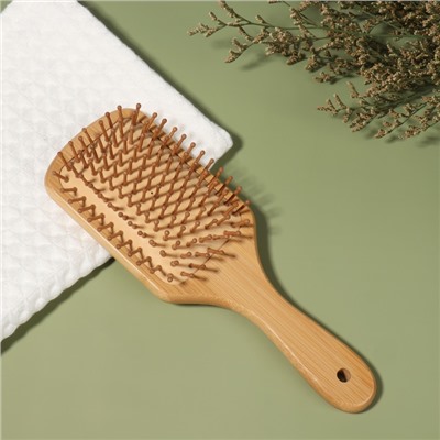 Расчёска массажная BAMBOO, широкая, бамбуковая, 8×23.5 см, коричневая
