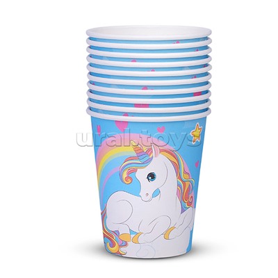 Набор посуды одноразовой "Сказочный единорог" стаканы 10шт.