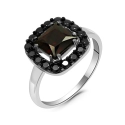 Кольцо из серебра гранат, шпинель, Бриз