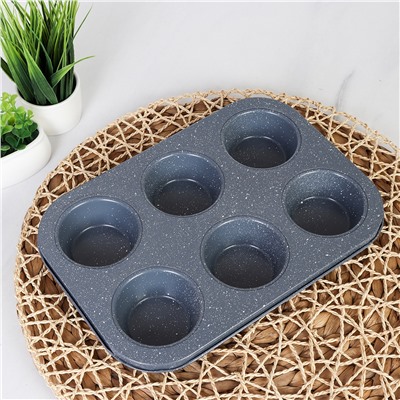 Форма для выпечки кексов и капкейков 6 ячеек 26х18 см / d-6;h-3 / RSD-11 /уп 100/ 0,18/ антипригарное