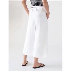 Укороченные широкие брюки из эластичного футера двухнитки