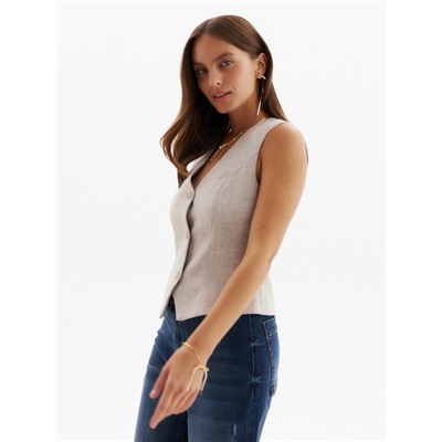 Жилет на пуговицах женский MIST, размер 48, бежевый