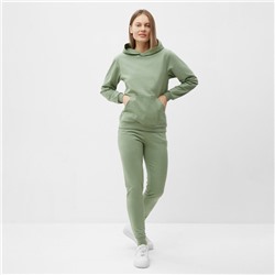 Костюм с начёсом женский (толстовка, брюки) Tusi, размер 44, оливковый