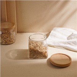 Банка для сыпучих продуктов SL Home «Афины», 1 л, 11×11.5 см, с деревянной крышкой. стекло, прозрачная