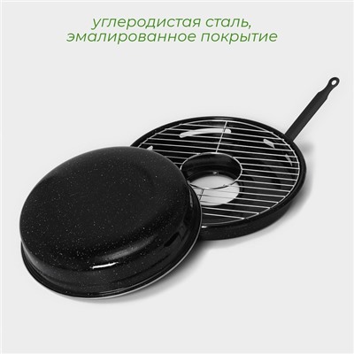 Сковорода-гриль Healthy grill, d=33 см, эмалированное покрытие, чёрная