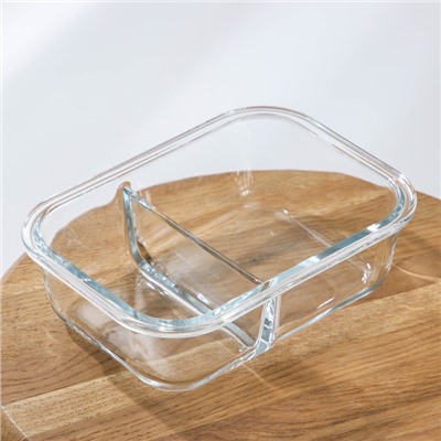 Контейнер двухсекционный из жаропрочного стекла Cook and Freeze, 200/300 мл, 17,5х13,5х6 см, цвет МИКС