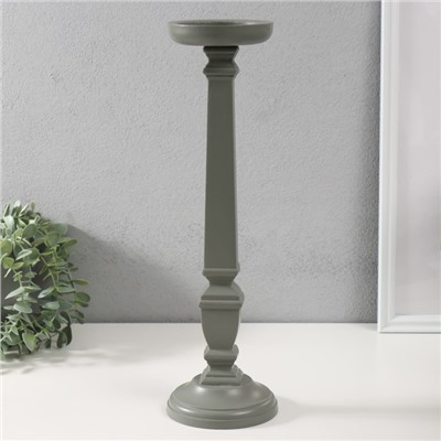 Деревянный подсвечник на 1 свечу «Греция», серый, 11.5×11.5×39.5 см