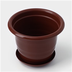 Горшок для цветов с поддоном Доляна «Арена», 2 л, пластиковый, цвет коричневый