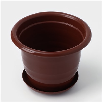 Горшок для цветов с поддоном Доляна «Арена», 2 л, пластиковый, цвет коричневый