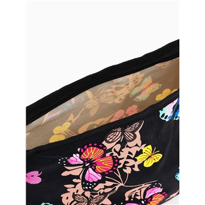 Косметичка на молнии, треугольная, большая с принтом, чёрная