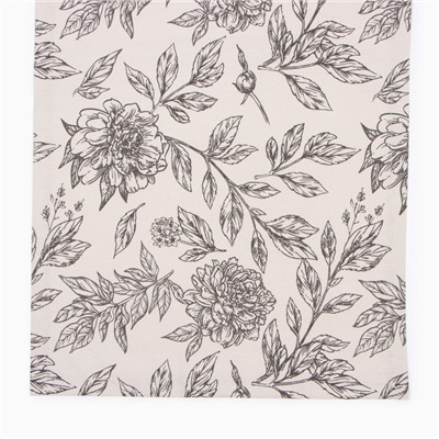 Дорожка на стол Этель Black flowers 40×149 см, 100% хлопок, саржа 190 г/м², серая