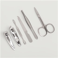 Набор маникюрный «Тренд», 6 предметов, в футляре, чёрный