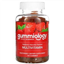 Gummiology, мультивитамины для взрослых в жевательных таблетках, с натуральным вкусом малины, 100 вегетарианских жевательных таблеток