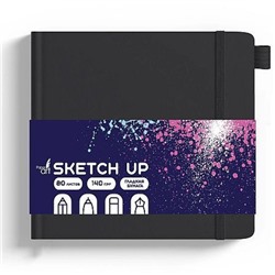 Скетчпад 140х140 мм 80л твердая обложка кожзам, на резинке "SKETCH UP. Черный" СК5805253 Listoff