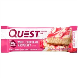 Quest Nutrition, Белковый батончик Quest, белый шоколад с малиной, 12 батончиков, 2,12 унц. (60 г) каждый