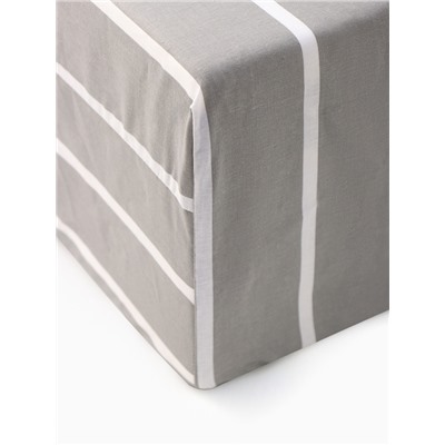 Простыня на резинке 2-спальная «Этель» Gray stripes, 180×200+25 см, поплин