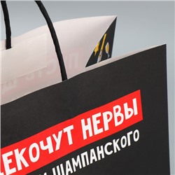 Пакет подарочный новогодний крафтовый «Шампанское», 28×32×15 см