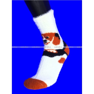 5 ПАР - Байвей термоноски женские ангора НОРКА ШЕРСТЬ "Мордочки" арт. 3561