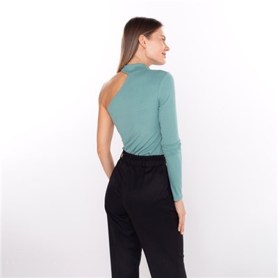 Лонгслив на одно плечо женский, оливковый, размер 42