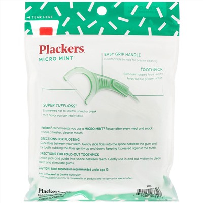 Plackers, Micro Mint, зубочистки с нитью, экономичная упаковка, мята, 150 шт.