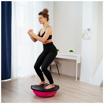 Полусфера BOSU гимнастическая ONLYTOP, массажная, с насосом, 55×25 см, розовая
