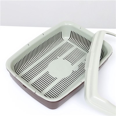 Лоток большой с сеткой и бортиком Atlantis «Стандарт», 43×33×12.5 см, шоколад