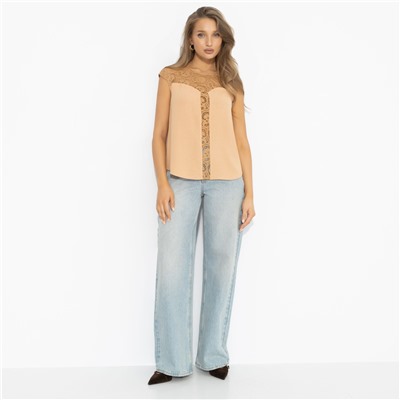 Топ комбинированный с кружевом, Громко и смело