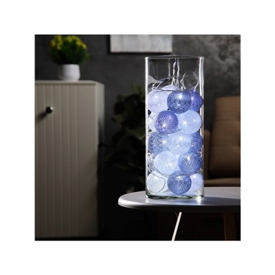 Гирлянда «Нить» 5 м с насадками «Клубки снежные», IP20, прозрачная нить, 20 LED, свечение белое, 220 В